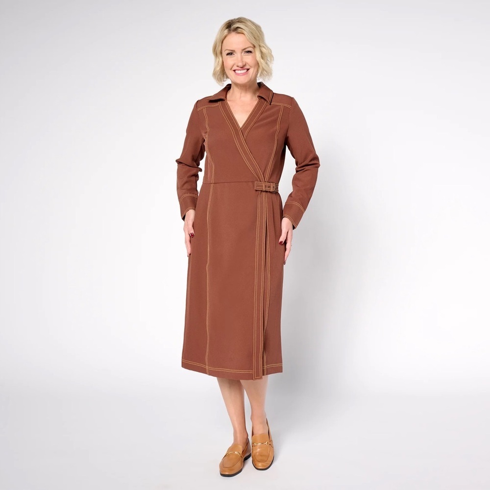 ESTATE - ISSAC MIZRAHI | Timeless Twill Wrap Midi Dress
